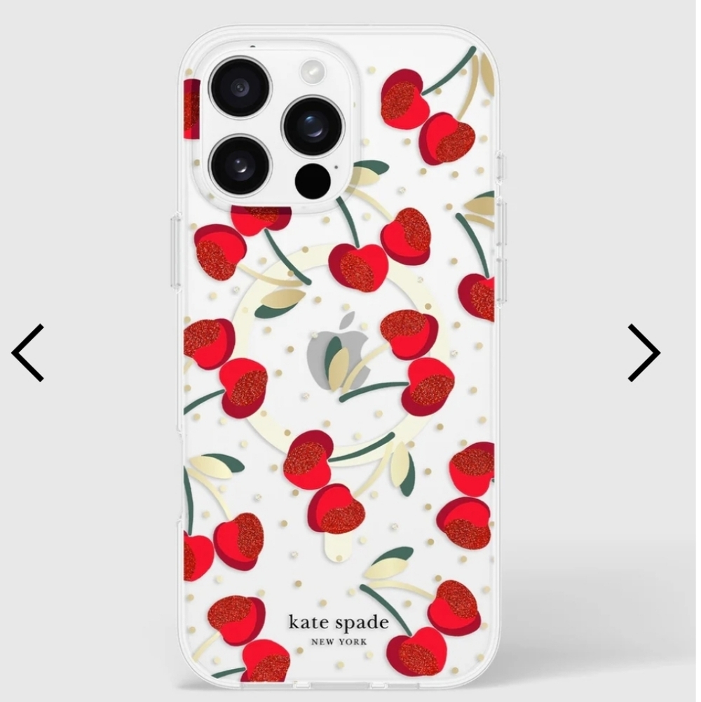 kate spade Red Cherry Glitter Clear iPhone Case 17 Pro Max